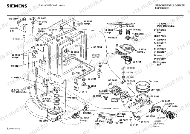 Взрыв-схема посудомоечной машины Siemens SN23302EE - Схема узла 02