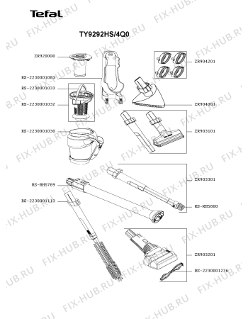 Схема №2 TY9292HO/4Q0 с изображением Ручка для электропылесоса Tefal RS-2230001033
