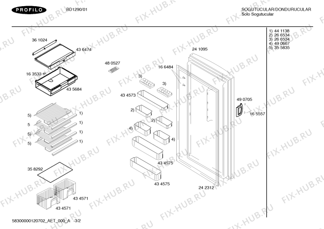 Схема №1 BD1290 с изображением Инструкция по эксплуатации для холодильной камеры Bosch 00693643