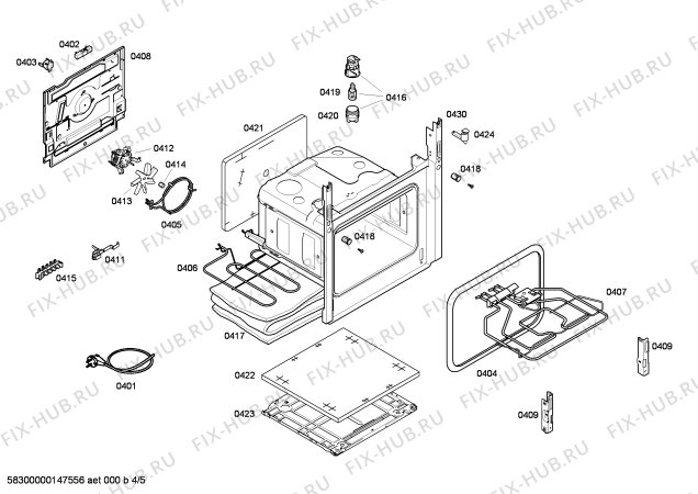 Взрыв-схема плиты (духовки) Bosch HCE722160U - Схема узла 04