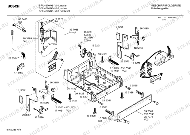 Взрыв-схема посудомоечной машины Bosch SRU4675 Silence comfort - Схема узла 05