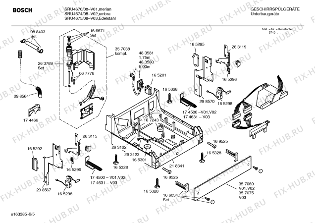 Взрыв-схема посудомоечной машины Bosch SRU4674 Silence comfort - Схема узла 05