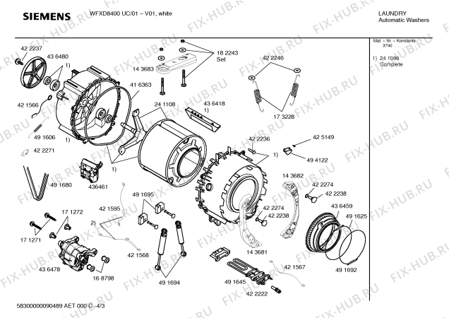 Схема №1 WFXD8400UC ultraSense plus с изображением Инструкция по эксплуатации для стиральной машины Siemens 00591462