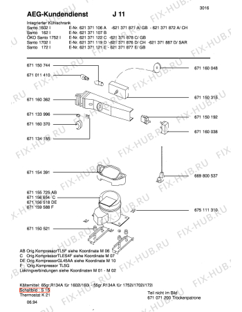 Схема №1 SAN1602 E с изображением Компрессор для холодильной камеры Aeg 8996711566548