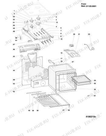 Взрыв-схема плиты (духовки) Indesit KN3G1XUAS (F081198) - Схема узла