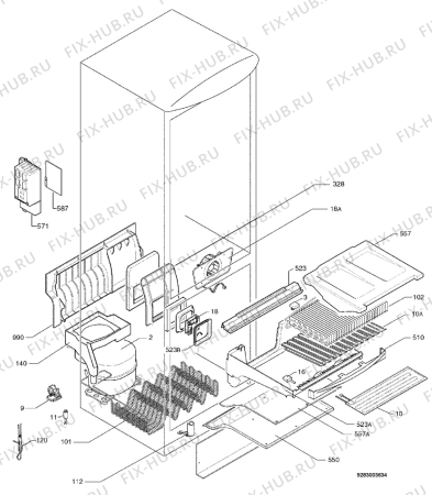 Взрыв-схема холодильника Zanussi ZCFF7/5W - Схема узла Cooling system 017