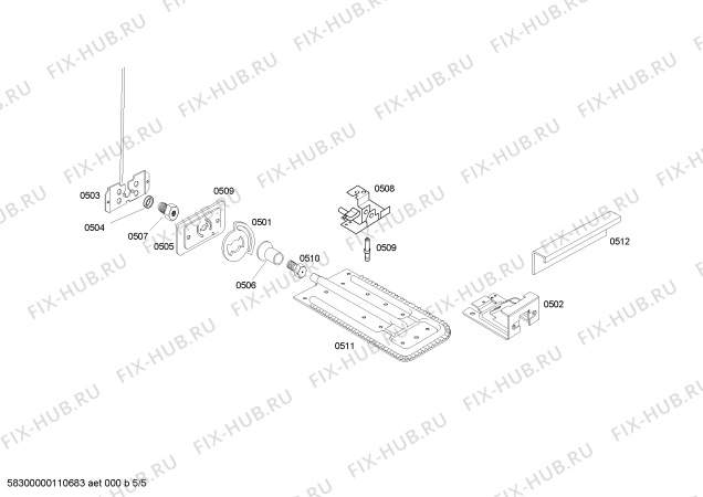 Взрыв-схема плиты (духовки) Bosch HSK43K30EC - Схема узла 05