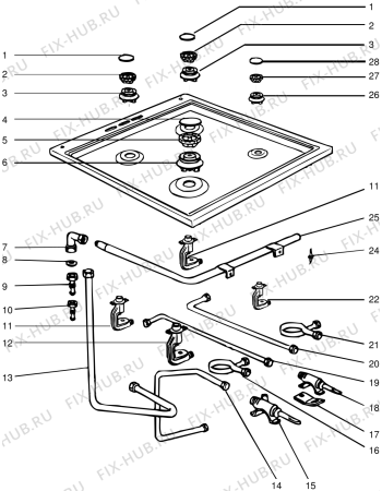 Взрыв-схема плиты (духовки) SCHOLTES CG70WHCEFR (F014019) - Схема узла