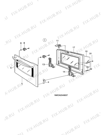 Взрыв-схема плиты (духовки) Husqvarna Electrolux QSG658X - Схема узла H10 Main Oven Door (large)