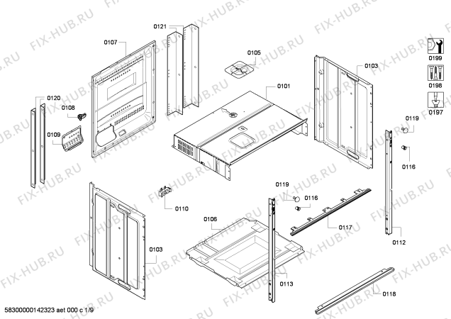 Взрыв-схема плиты (духовки) Bosch HBN43B250B - Схема узла 02