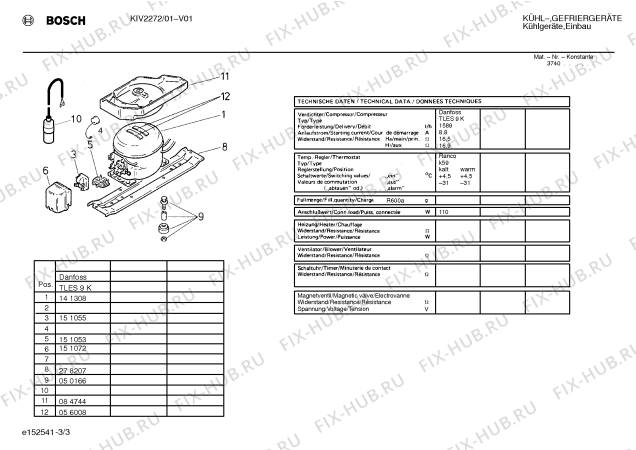 Взрыв-схема холодильника Bosch KIV2272 - Схема узла 03