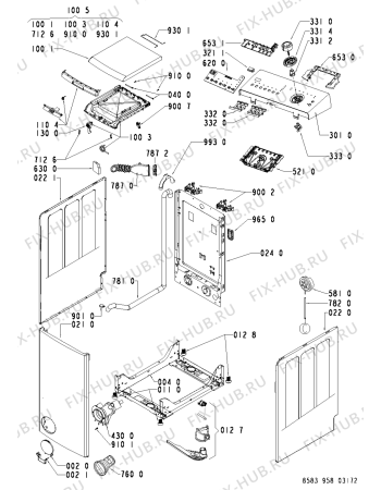 Схема №2 WAT SENSITIVE 12 Di с изображением Обшивка для стиралки Whirlpool 481245310932