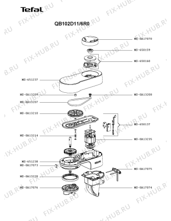 Схема №1 QB102D11/6R0 с изображением Часть корпуса для кухонного измельчителя Tefal MS-651238