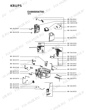 Схема №1 EA900050/700 с изображением Корпусная деталь для электрокофемашины Krups MS-0A10443