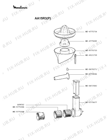 Взрыв-схема мясорубки Moulinex AA15R3(P) - Схема узла EP001009.4P3