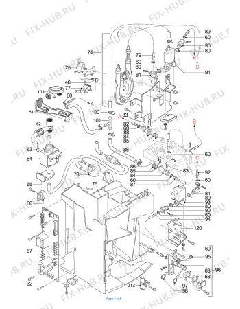 Взрыв-схема кофеварки (кофемашины) DELONGHI MAGNIFICA  ESAM4506 - Схема узла 4