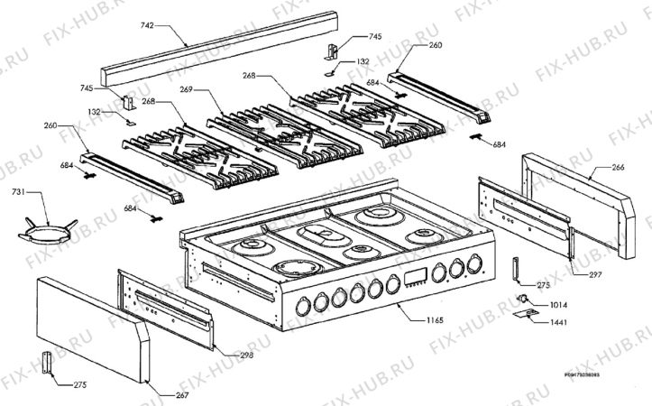 Взрыв-схема плиты (духовки) Zanussi Electrolux ZCM1080X - Схема узла Section 1