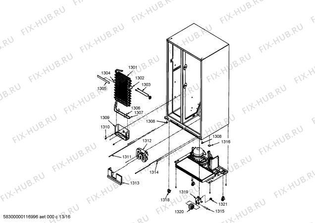 Взрыв-схема холодильника Gaggenau RS495300 - Схема узла 13