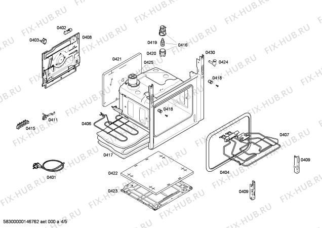 Взрыв-схема плиты (духовки) Bosch HCE422127V - Схема узла 04