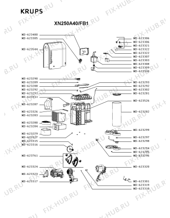Схема №1 XN250A40/FB1 с изображением Покрытие для электрокофемашины Krups MS-623544