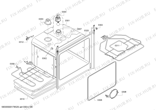 Взрыв-схема плиты (духовки) Bosch HBN532E0F - Схема узла 03