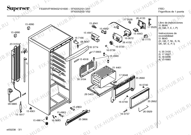 Схема №2 5FN3332 BOMBEE 133 с изображением Петля двери для холодильника Bosch 00170025