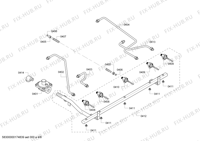 Схема №2 PC364GLBS с изображением Коллектор для плиты (духовки) Bosch 00663548