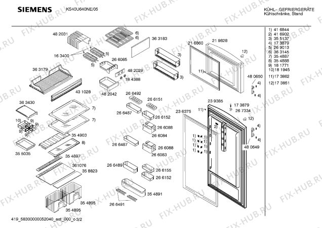 Взрыв-схема холодильника Siemens KS40U640NE - Схема узла 02