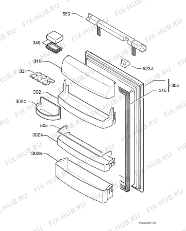 Взрыв-схема холодильника Juno Electrolux JKI9438 - Схема узла Door 003