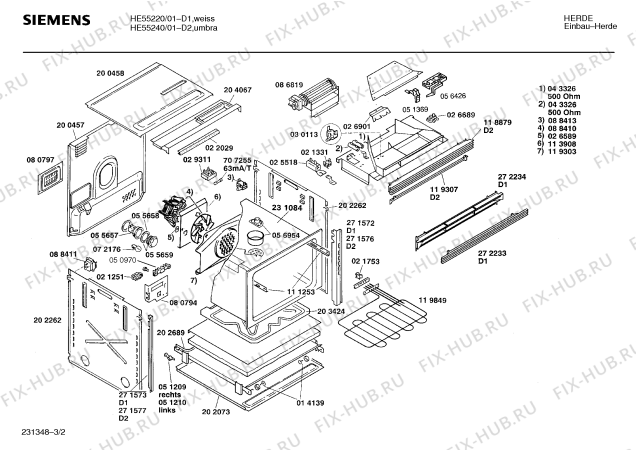 Взрыв-схема плиты (духовки) Siemens HE55240 - Схема узла 02