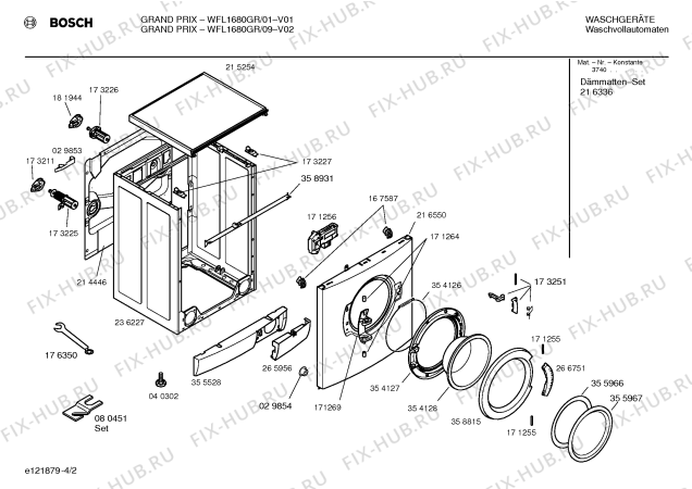 Взрыв-схема стиральной машины Bosch WFL1680GR Grand Prix - Схема узла 02