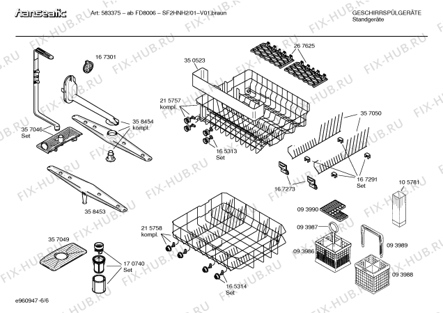 Взрыв-схема посудомоечной машины Hanseatic SF2HNH2 Art. 583375 - Схема узла 06