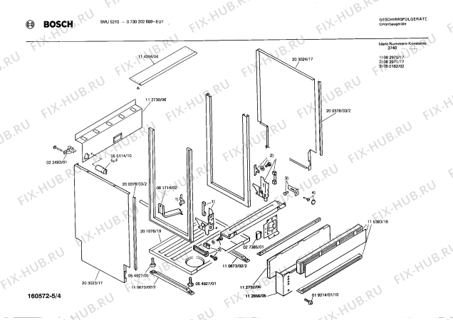 Схема №1 0730202704 SMU521045 с изображением Панель для посудомойки Bosch 00115515