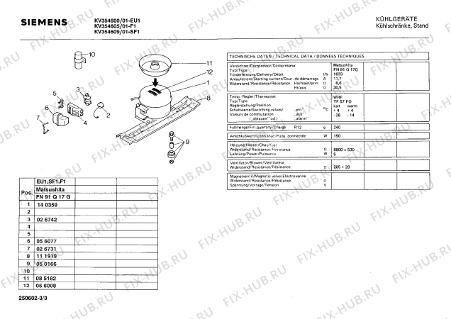 Взрыв-схема холодильника Siemens KV354600 - Схема узла 03