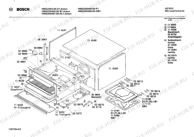Взрыв-схема микроволновой печи Bosch HMG2004 - Схема узла 02