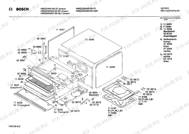 Взрыв-схема микроволновой печи Bosch HMG200469 - Схема узла 02