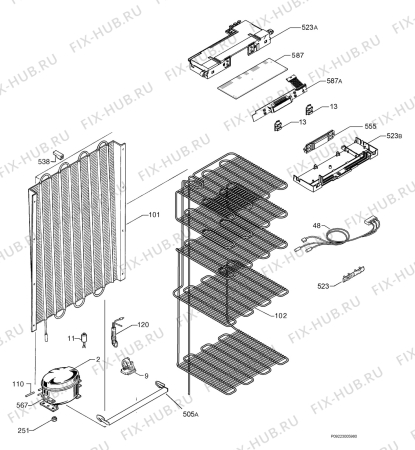 Взрыв-схема холодильника Electrolux SG12910 - Схема узла Cooling system 017