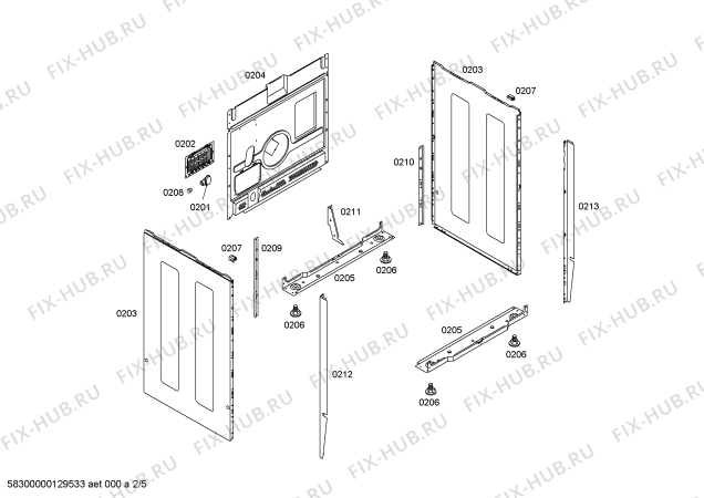 Схема №1 P1HCB31329 с изображением Панель управления для плиты (духовки) Bosch 00668282
