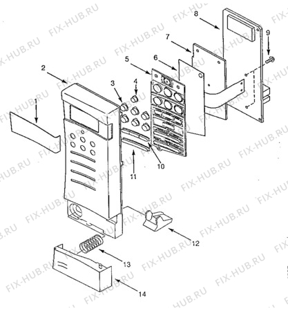 Взрыв-схема микроволновой печи Electrolux EME2381 - Схема узла Command panel 037