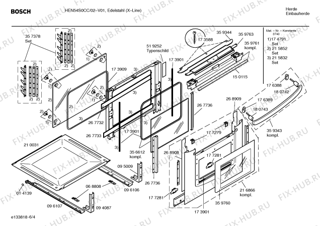 Схема №1 HEN35S0 с изображением Ручка переключателя для плиты (духовки) Bosch 00182161