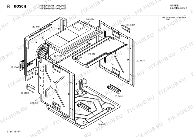 Взрыв-схема плиты (духовки) Bosch HBN262A - Схема узла 04