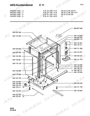 Взрыв-схема посудомоечной машины Aeg FAV4230I-W ML - Схема узла Housing 001