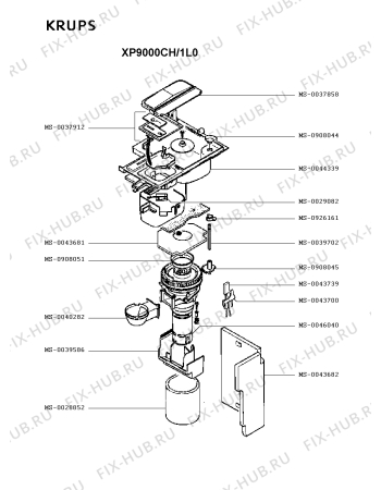 Взрыв-схема кофеварки (кофемашины) Krups XP9000CH/1L0 - Схема узла GP003011.2P8
