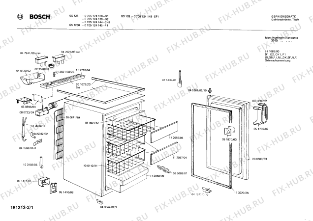 Схема №1 0705124150 GSN120 с изображением Компрессор для холодильника Bosch 00140153