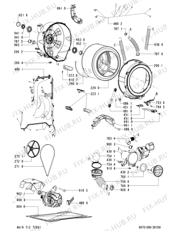 Взрыв-схема стиральной машины Whirlpool MAXY 100-I PB/SB - Схема узла
