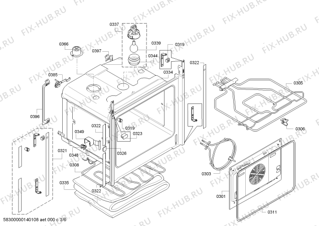 Взрыв-схема плиты (духовки) Bosch HBR341450S - Схема узла 03