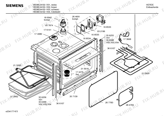 Схема №2 HB38E44 с изображением Инструкция по эксплуатации для плиты (духовки) Siemens 00581249