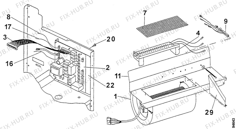 Взрыв-схема кондиционера Arthurmartinelux CL2220E - Схема узла Electrical equipment