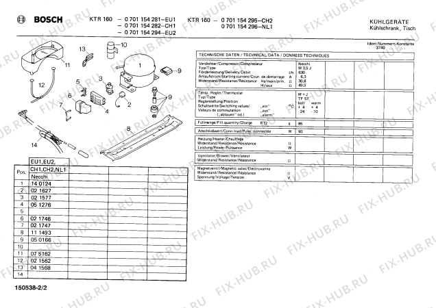 Взрыв-схема холодильника Bosch 0701154282 KTR160 - Схема узла 02