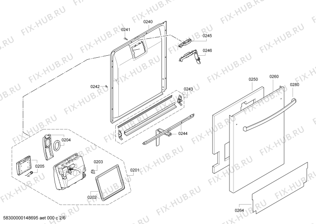 Взрыв-схема посудомоечной машины Bosch SHX58E15UC - Схема узла 02